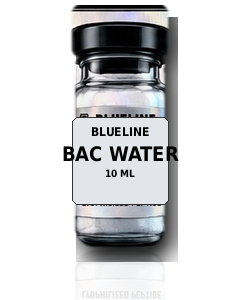 BlueLine Peptides BAC WATER vial with provided label